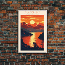 Load image into Gallery viewer, Glacier Bay National Park Travel Poster Art, Canvas Print Wall Art, Alaska Travel Art, Midcentury Modern Travel Decor, MCM Wall Art