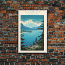Load image into Gallery viewer, Glacier Bay National Park Alaska Travel Art, National Park Print, Minimalist Travel Art, Midcentury Modern Style Landscape Painting