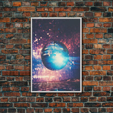 Load image into Gallery viewer, Disco Ball Print, Disco Ball Decor, Canvas Print, Wall Hanging, Portrait Art, Retro Wall Art, Trendy Wall Art, Game Room Decor, Couple Gift