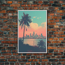 Cargar imagen en el visor de la galería, Cityscape Wall Art, Tropical Wall Art, Palm Tree Art, Canvas Print, Wall Hanging, Portrait Art, City Wall Art, Gifts For Grandma, Office Art