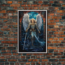 Load image into Gallery viewer, Angel, Angel Warrior, Fantasy Art, Canvas Print, Wall Hanging, Portrait Art, Stained Glass Art, Christian Wall Decor, Country Wall Art