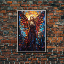 Load image into Gallery viewer, Angel, Fantasy Art, Angel Wings, Canvas Print, Wall Hanging, Portrait Art, Stained Glass Art, Housewarming Gift, Bedroom Teen Girl Art