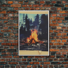 Carregar imagem no visualizador da galeria, Camp, Outdoors Art, Campfire, Nature Wall Art, Canvas Print, Wall Hanging, Portrait Art, Friendship Gift, Modern Office Art, Bookshelf Decor