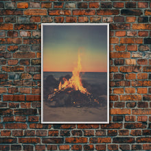 Carregar imagem no visualizador da galeria, Campfire Wall Art, Beach Wall Art, Coastal Print, Canvas Print, Wall Hanging, Portrait Art, Minimalist Wall Art, Ocean Art, Military Gift