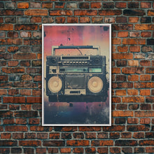 Load image into Gallery viewer, Boombox, Music Wall Art, Retro Wall Art, Canvas Print, Wall Hanging, Portrait Art, Apartment Wall Decor, Gaming Wall Decor, Above Bed Art