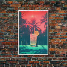 Cargar imagen en el visor de la galería, Cocktail Wall Print, Palm Tree Wall Art, Tropical Wall Art, Beach Wall Art, Canvas Print, Wall Hanging, Portrait Art, Bar Decor, RV Wall Art