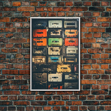 Cargar imagen en el visor de la galería, Cassette Tape Collage, Retro 80s Art, Photography, Fine Art Canvas Print, Giclee Print, Studio Decor, Music Lover Gift