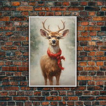 Carregar imagem no visualizador da galeria, Cute Buck Dressed For Christmas, Christmas Decor, Woodland Animals, Christmas Wall Art, Winter Decor, Holiday Decor, Seasonal Decor