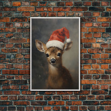 Carregar imagem no visualizador da galeria, Cute Christmas Deer - Farmhouse Christmas Decor - Fawn Dressed For Christmas - Xmas Decor - Christmas Wall Art- Holiday Decorations