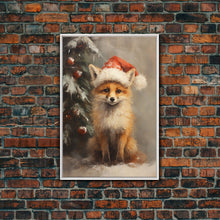 Carregar imagem no visualizador da galeria, Cute Christmas Red Fox - Farmhouse Christmas Decor - Fawn Dressed For Christmas - Xmas Decor - Christmas Wall Art- Holiday Decorations