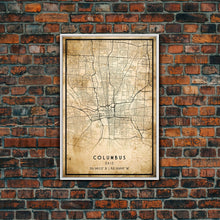 Cargar imagen en el visor de la galería, Columbus vintage map print poster or framed canvas, Ohio map print poster canvas, Columbus city map print poster canvas