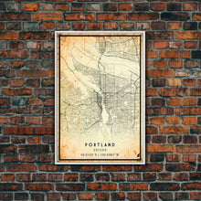 Load image into Gallery viewer, Portland Oregon Street Map, Framed Canvas Art, Oregon United States Road Map Wall Art, Office Wall Art, Portland Wall Decor for Office