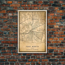 Carregar imagem no visualizador da galeria, Fort Worth map print poster or framed canvas, Texas map print poster canvas, Fort Worth city map print poster canvas, Panther City