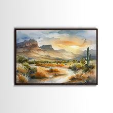 Load image into Gallery viewer, Beautiful Arizona Watercolor Landscape Painting Print, Wood Framed Art, Gift for him, painting, Prints, Abstract Wall Art