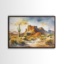 Load image into Gallery viewer, Beautiful Arizona Watercolor Landscape Painting Print, Wood Framed Art, Gift for him, painting, Prints, Abstract Wall Art