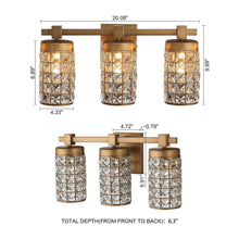 Carregar imagem no visualizador da galeria, 3-Light Modern Golden Linear Vanity Lights Wall Light