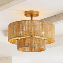 Carregar imagem no visualizador da galeria, 3-Light Traditional Farmhouse Wabi-Sabi Flush Mount Light