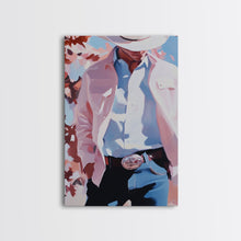 Load image into Gallery viewer, Cowboy Christmas Art Framed Canvas Print, Minimalist Holiday Decor Perfect Seasonal Gift Idea Wall Art 2024