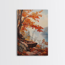 Carregar imagem no visualizador da galeria, Fall In The Virginia Mountains - Framed Canvas Print - Autumn Leaves Falling On The Mountain Lake Landscape