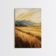 Load image into Gallery viewer, Cowboys Riding into the Sunset Framed Canvas Print, Dramatic Landscape with Riders Open Sky, Perfect Western Wall Art Fall Rustic Home Decor