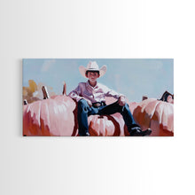 Load image into Gallery viewer, Black And White Cowboy Framed Canvas Print Moody Landscape Fall Art Above Sofa Decor Rustic Western Cowboy Autumn Wall Art