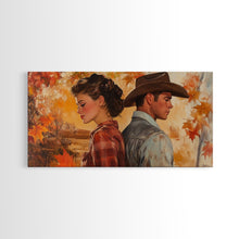 Carregar imagem no visualizador da galeria, Framed Canvas Print Cowboy Gazing Over Snowy Landscape Western Horse Rider Winter Mountain Art Winter Wonderland Wall Art