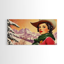 Carregar imagem no visualizador da galeria, Framed Canvas Print winter wonderland scene, snow-covered trees and a peaceful horizon, serene holiday wall art ideal rustic Christmas decor