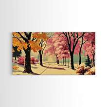 Carregar imagem no visualizador da galeria, Autumn Park Path Framed Canvas Print, Warm Fall Trees and Pathway Wall Art, Seasonal Fall Home Decor, Farmhouse Gift Idea, Holiday Wall Art