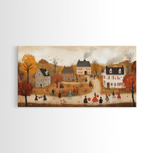 Carregar imagem no visualizador da galeria, Autumn Harvest Village Scene Framed Canvas Print - Cozy Fall Decor and Seasonal Wall Art with Country Charm and Autumn Ambiance