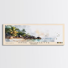 Load image into Gallery viewer, Anse Georgette, Seychelles Watercolor Beach Print, Vacation Gift, Seychelles Wall Art, Framed Canvas Print, Framed Beach Painting