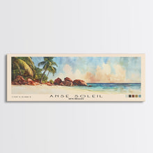 Load image into Gallery viewer, Anse Soleil, Seychelles Watercolor Beach Print, Vacation Gift, Seychelles Wall Art, Framed Canvas Print, Framed Beach Painting