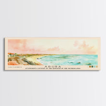 Load image into Gallery viewer, Aruba, autonomous country of the Kingdom of the Netherlands Watercolor Beach Print, Vacation Gift, autonomous country of the Kingdom of the Netherlands Wall Art, Framed Canvas Print, Framed Beach Painting