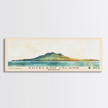 Load image into Gallery viewer, Auckland Island, New Zealand Watercolor Print, Vacation Gift, New Zealand Wall Art, Beach Painting, Beach Decor, Large Wall Art, Wood Frame Art