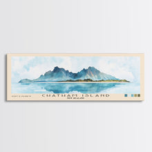 Load image into Gallery viewer, Chatham Island, New Zealand Watercolor Print, Vacation Gift, New Zealand Wall Art, Beach Painting, Beach Decor, Large Wall Art, Wood Frame Art