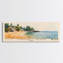 Load image into Gallery viewer, Cornwall Beach, Jamaica Watercolor Beach Print, Vacation Gift, Jamaica Wall Art, Framed Canvas Print, Framed Beach Painting
