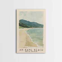 Load image into Gallery viewer, An Bang Beach, Hoi An, Vietnam Watercolor Beach Print, Vacation Gift, Hoi An, Vietnam Wall Art, Framed Canvas Print, Framed Beach Painting