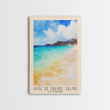 Load image into Gallery viewer, Anse de Grande Saline, St. Barths Watercolor Print, Vacation Gift, St. Barths Wall Art, Beach Painting, Beach Decor, Large Wall Art, Wood Frame Art