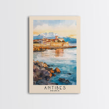 Load image into Gallery viewer, Antibes, France Watercolor Print, Vacation Gift, France Wall Art, Beach Painting, Beach Decor, Large Wall Art, Wood Frame Art