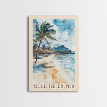 Load image into Gallery viewer, Belle-Île-en-Mer, France Watercolor Print, Vacation Gift, France Wall Art, Beach Painting, Beach Decor, Large Wall Art, Wood Frame Art
