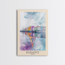 Load image into Gallery viewer, Burano, Italy Watercolor Print, Vacation Gift, Italy Wall Art, Beach Painting, Beach Decor, Large Wall Art, Wood Frame Art