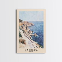 Carregar imagem no visualizador da galeria, Cabrera, Spain Watercolor Beach Print, Vacation Gift, Spain Wall Art, Framed Canvas Print, Framed Beach Painting