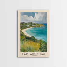 Load image into Gallery viewer, Captain's Bay, Anguila Watercolor Print, Vacation Gift, Anguila Wall Art, Beach Painting, Beach Decor, Large Wall Art, Wood Frame Art