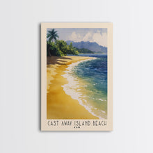 Load image into Gallery viewer, Cast Away Island Beach, Fiji Watercolor Print, Vacation Gift, Fiji Wall Art, Beach Painting, Beach Decor, Large Wall Art, Wood Frame Art