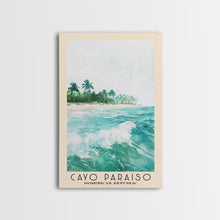 Load image into Gallery viewer, Cayo Paraiso, Dominican Republic Watercolor Beach Print, Vacation Gift, Dominican Republic Wall Art, Framed Canvas Print, Framed Beach Painting