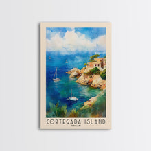 Load image into Gallery viewer, Cortegada Island, Spain Watercolor Beach Print, Vacation Gift, Spain Wall Art, Framed Canvas Print, Framed Beach Painting