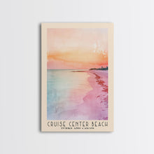 Load image into Gallery viewer, Cruise Center Beach, Turks and Caicos Watercolor Print, Vacation Gift, Turks and Caicos Wall Art, Beach Painting, Beach Decor, Large Wall Art, Wood Frame Art