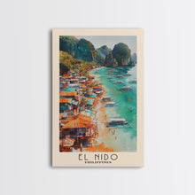 Load image into Gallery viewer, El Nido, Philippines Watercolor Beach Print, Vacation Gift, Philippines Wall Art, Framed Canvas Print, Framed Beach Painting