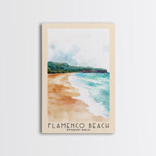 Carregar imagem no visualizador da galeria, Flamenco Beach, Puerto Rico Watercolor Beach Print, Vacation Gift, Puerto Rico Wall Art, Framed Canvas Print, Framed Beach Painting