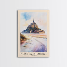 Load image into Gallery viewer, Mont Saint-Michel, France Watercolor Beach Print, Vacation Gift, France Wall Art, Beach Painting, Beach Decor, Beach Painting
