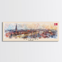 Carregar imagem no visualizador da galeria, Aalborg Denmark Travel Print Wall Art, Panoramic City Art, Travel Art, Wall Decor, Vacation Gift, Framed Canvas Print Or Metal Art